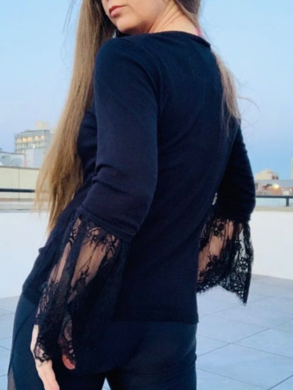 Vince Camuto Flare Lace Sleeves Sweater - Picture 8 of 12